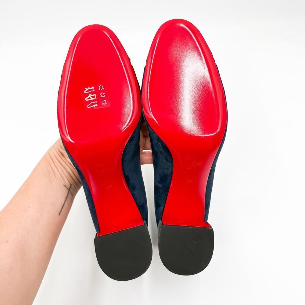 Christian Louboutin Miss Duvette 55 Cap Toe Suede Block Heel Pumps EU 38 US 8 - Picture 9 of 11
